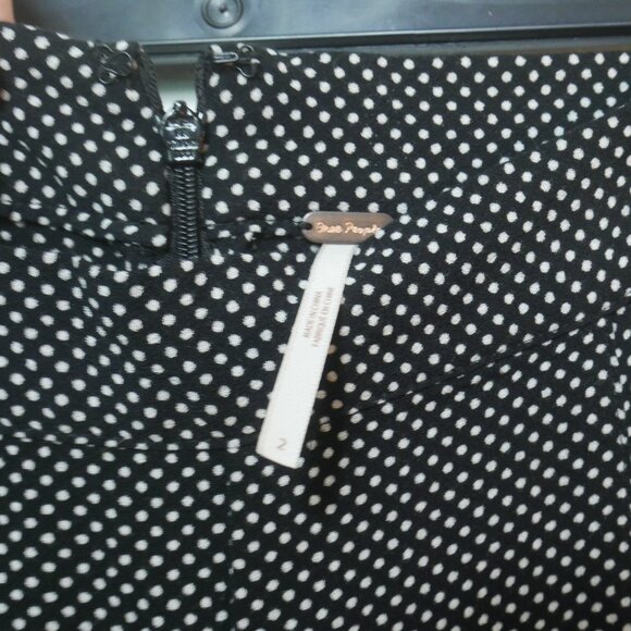 Free People Black Polka Dot Wide Leg Palazzo Pants High Waisted Size 2 - Picture 6 of 15
